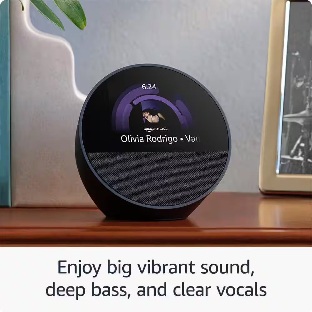 Echo Spot Smart Alarm Clock with Vibrant Sound plus Alexa, Ocean Blue