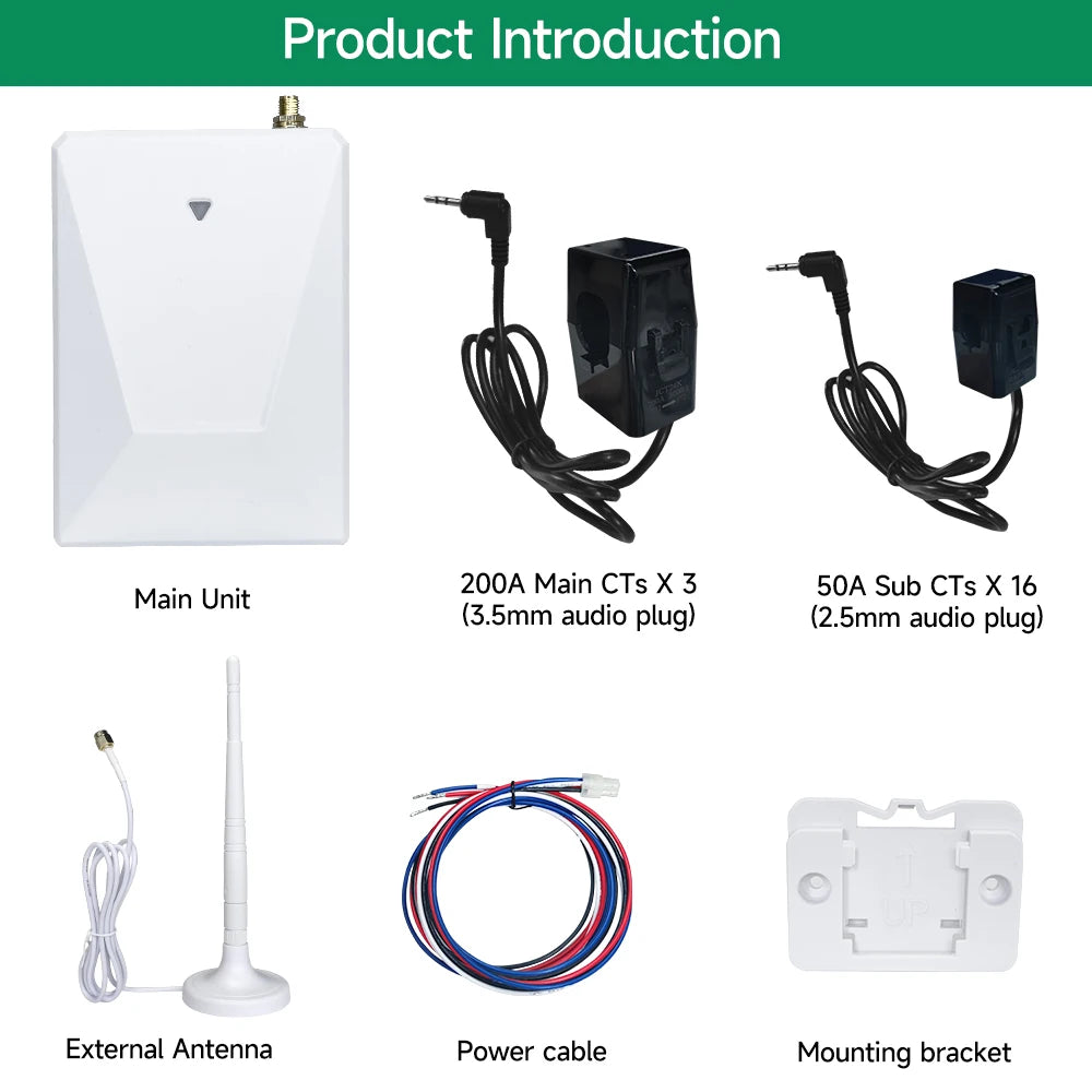 Tuya Wifi 200A 300A Smart Home Energy Monitor with 16 Sub 50A Circuit Level Sensors Real Time Electricity Monitor Meter Solar