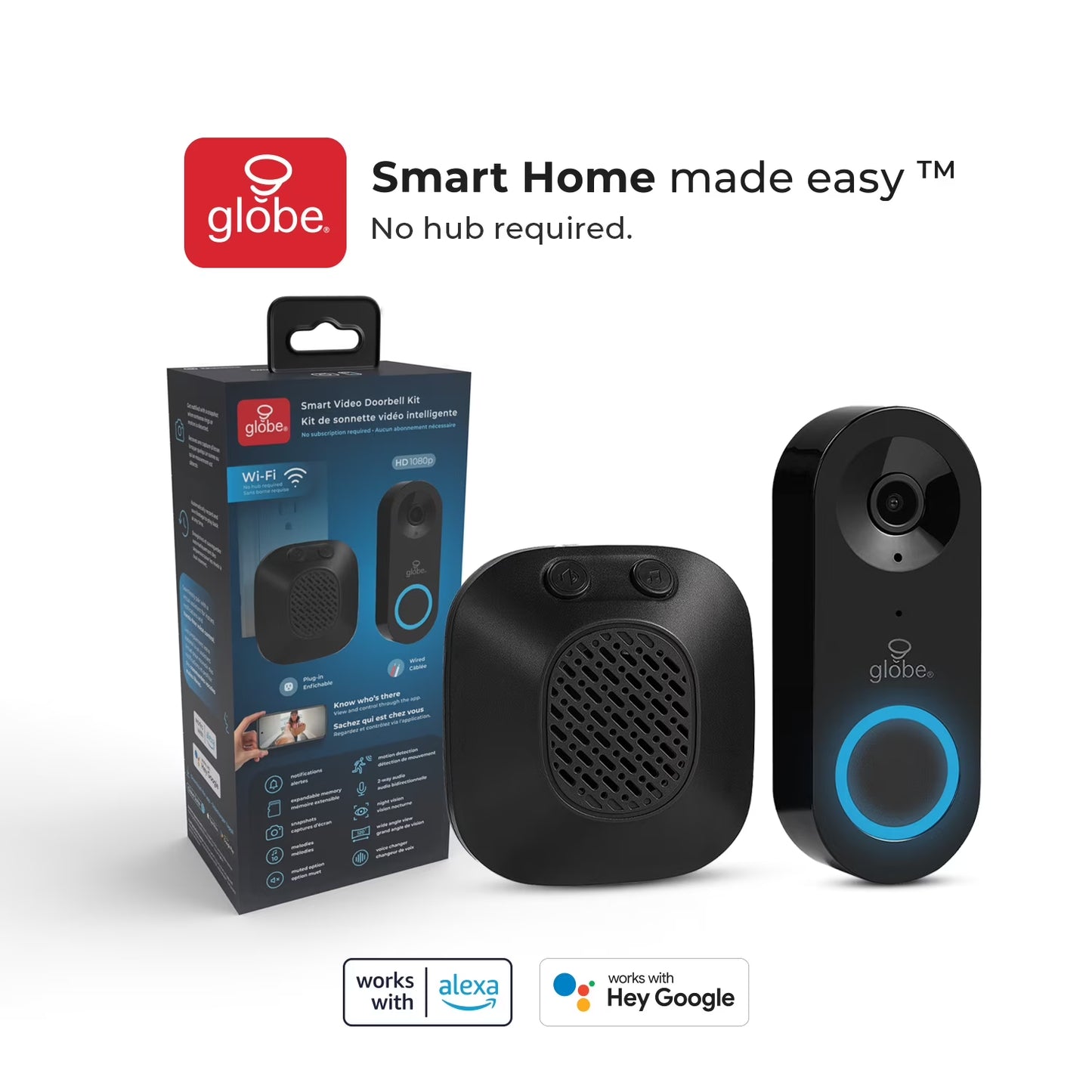 Black Plastic Wired Smart Motion Detection Doorbell Kit
