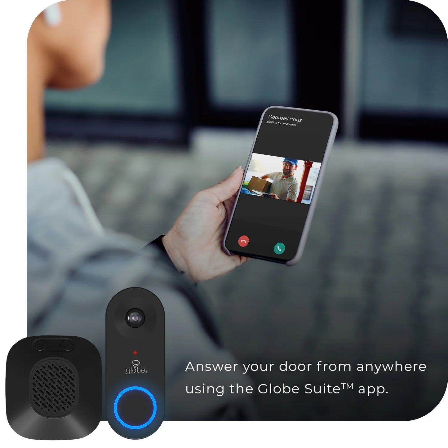 Black Plastic Wired Smart Motion Detection Doorbell Kit