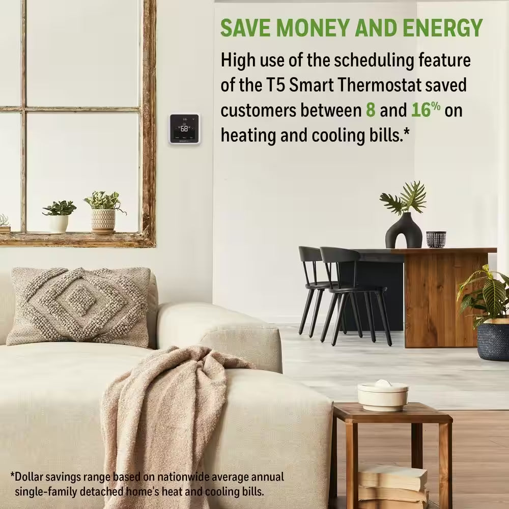 T5 7-Day Smart Wi-Fi Thermostat with Geofence Technology and Auto Changeover, Energy Star Certified