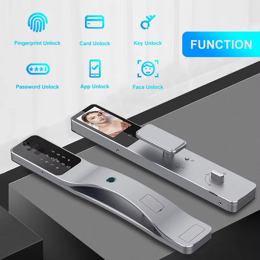 3D Face Recognition Smart Lock with Card Smart Lock Israel Mortise Alexa/Tuya Wifi Biometric Automatic Lock for Home Security